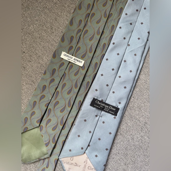 Giorgio Armani Cristian Dior Cravatte Ties Set of 2 - Picture 4 of 7